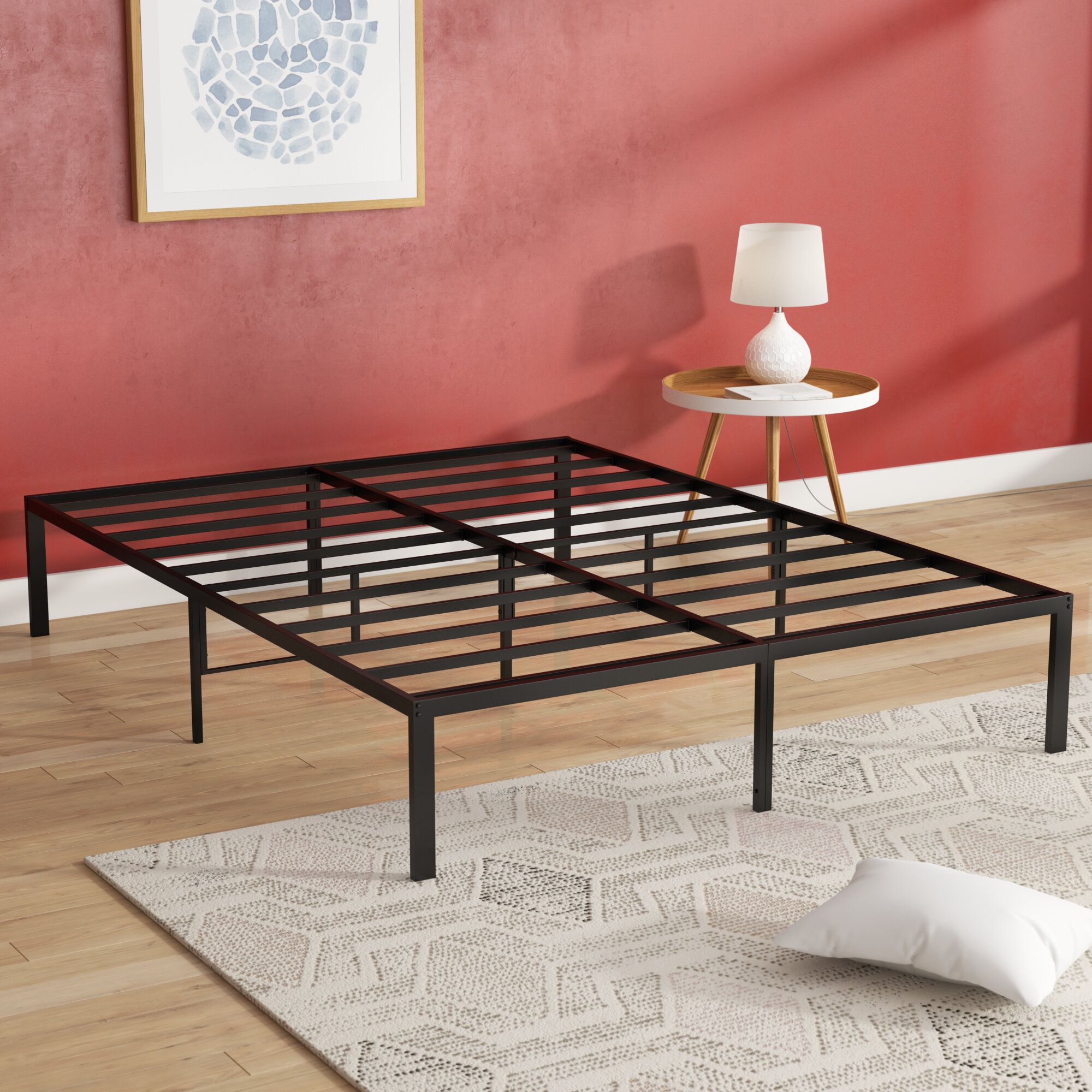 Riser - Foldable Steel Queen Platform Bed Frame, Black