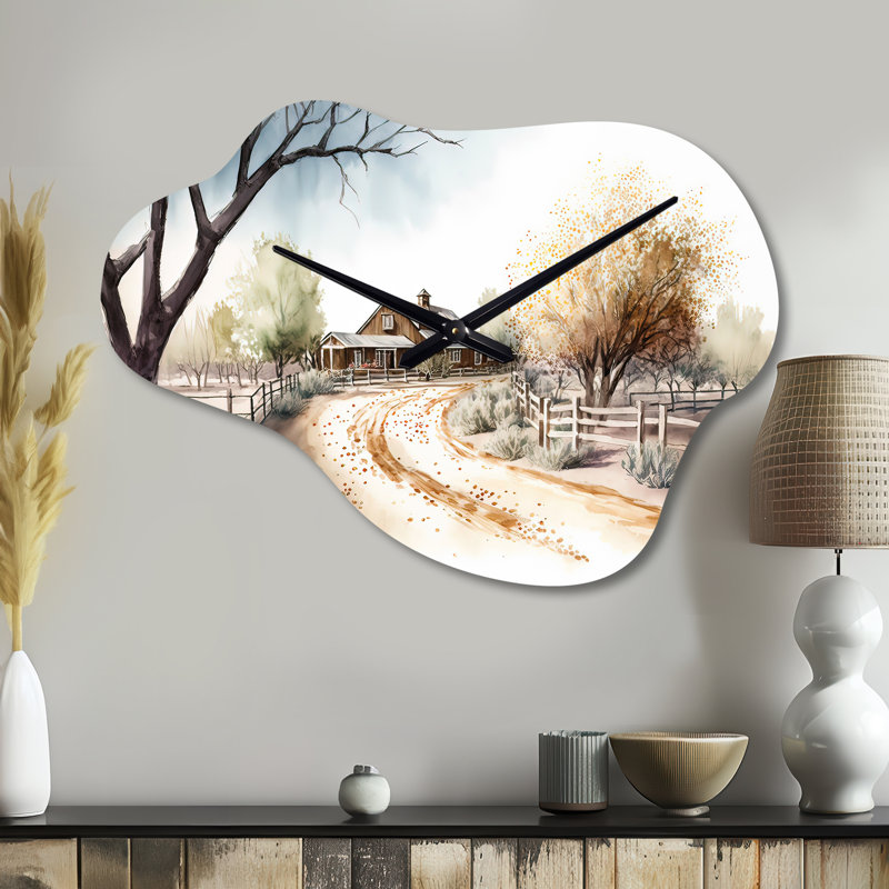 Welcome To The Ranch - Horloge murale asymétrique en métal plage, impression de nuage vert, Grand