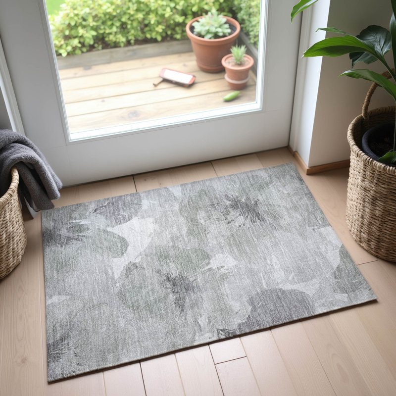Premium Machine Washable Harjo AMF1554 Floral Rug, Rectangle 1'8" x 2'6"