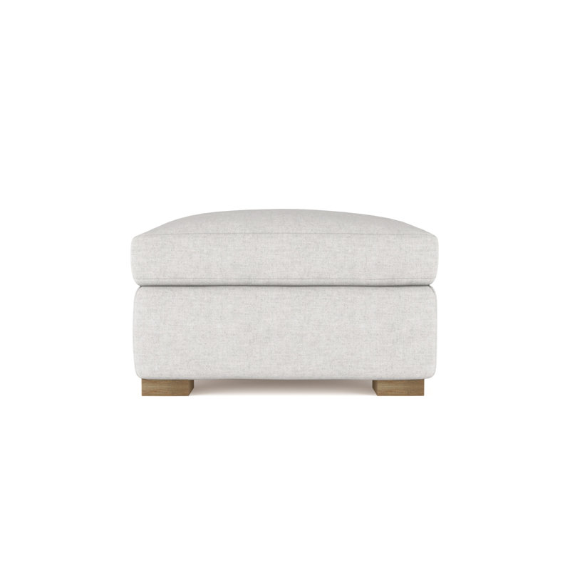 Horatio Upholstered Ottoman, Plush Velvet Silver Streak, Weathered