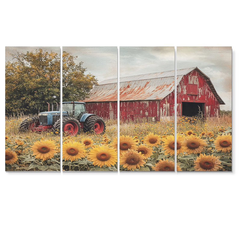 Ensemble d'art mural de campagne 4 pièces, H 32 po x l 64 po