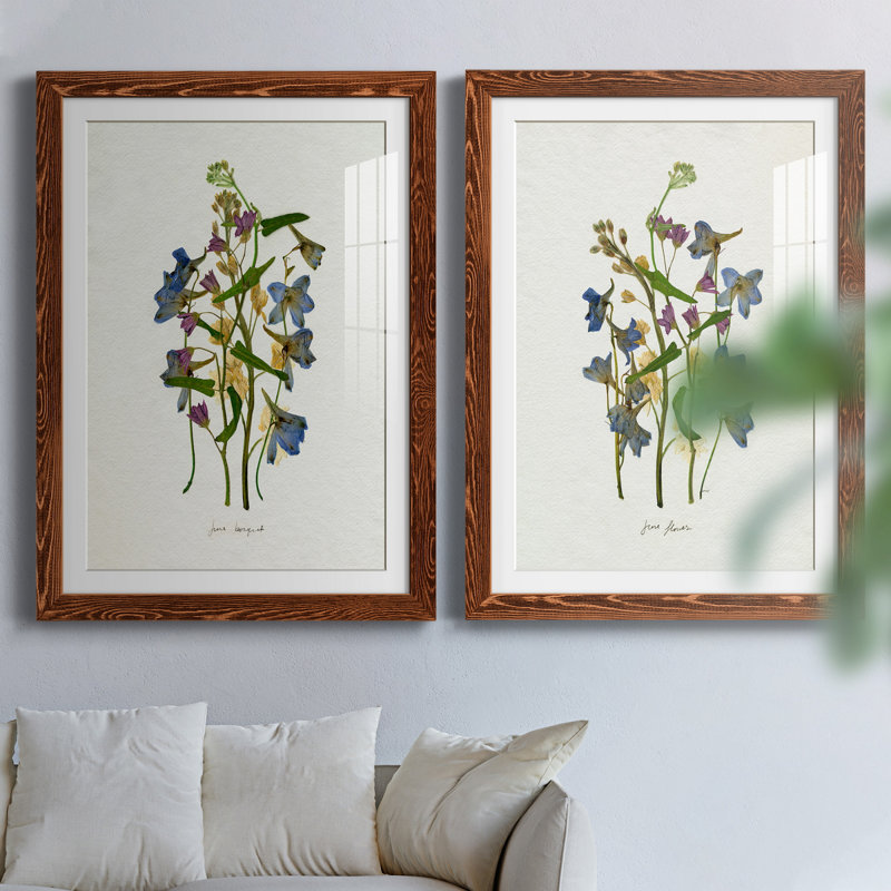 Pressed June Arrangement I - Ensemble de 2 peintures encadrées, H 31,5 po x l 43,5 po x P 1 po, Érable
