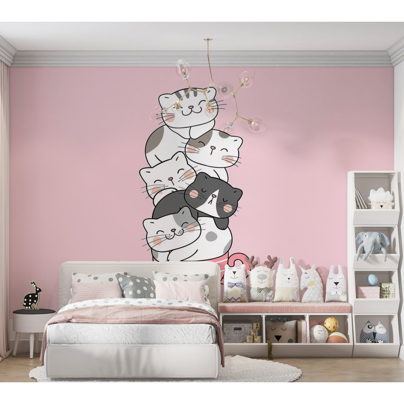 Papier peint de qualité supérieure - Pile de chats mignons, L 40 po x l 60 po