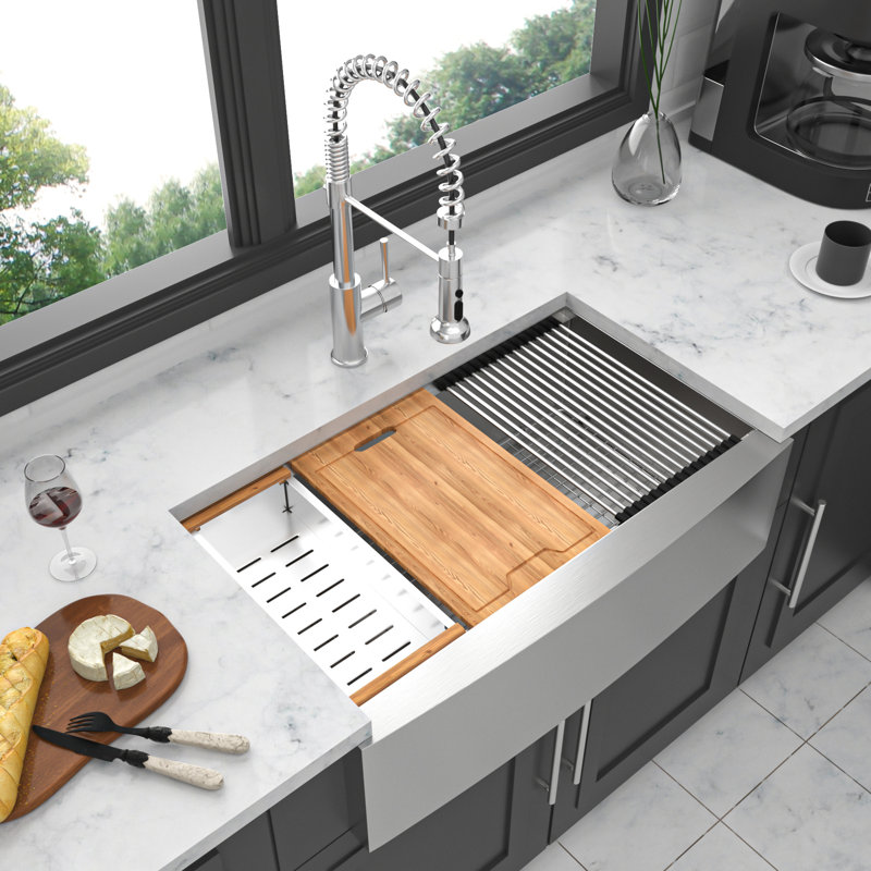 36" Sink Workstation: 36X22x10 Inch Stainless Steel, Sound Proof And Kitchen Sink: Stylish For Modern Kitchens