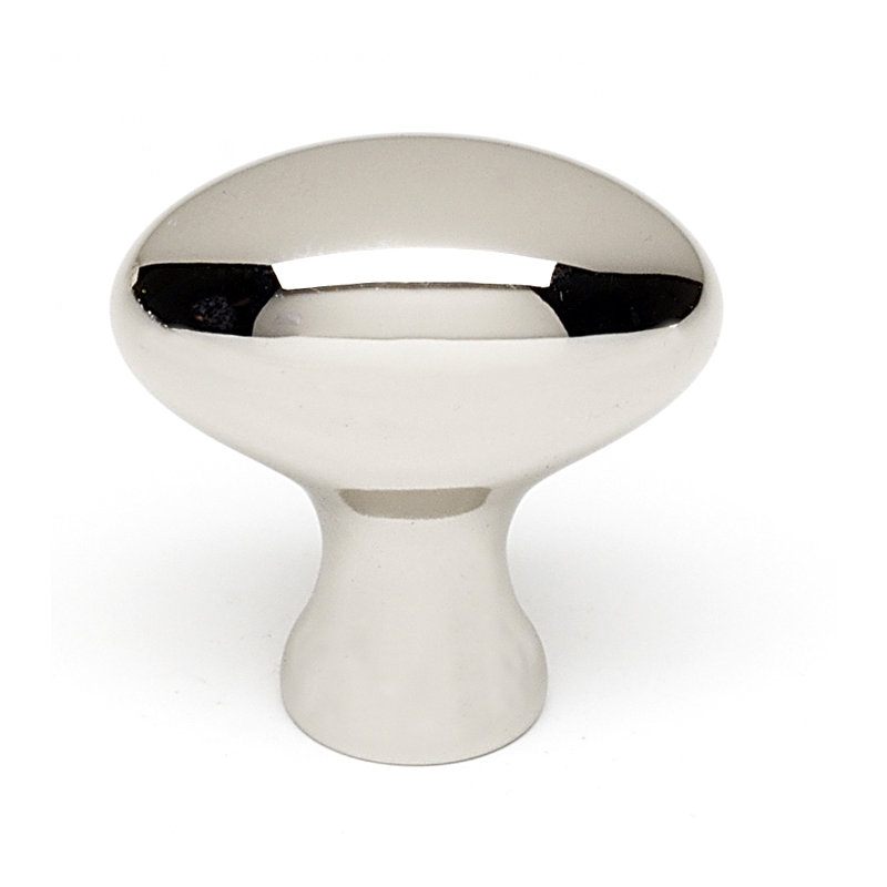 Oval Knob, Polished Nickel, 1.25" H x 0.75" W x 0.5" D