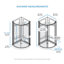 Ensemble de douche d'angle arrondi Breeze 84 cm L x 84 cm l x 196 cm H, fini nickel satiné, porte coulissante transparente, parois et receveur-1524720473-1597569727