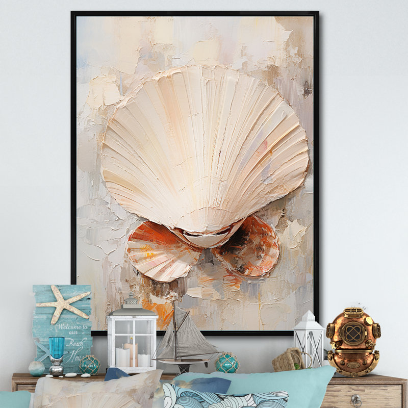 Beauté minimaliste beige sur toile, Cadre flottant noir, H 32 po x l 16 po x P 1 po