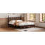 Grand lit plateforme en bois avec tête de lit en forme de gourde, lit plateforme de style rétro avec support à lattes en bois-1703467413
