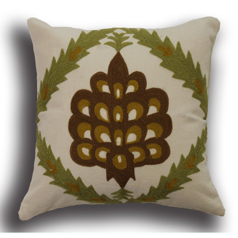 Embroidered Linen Throw Pillow