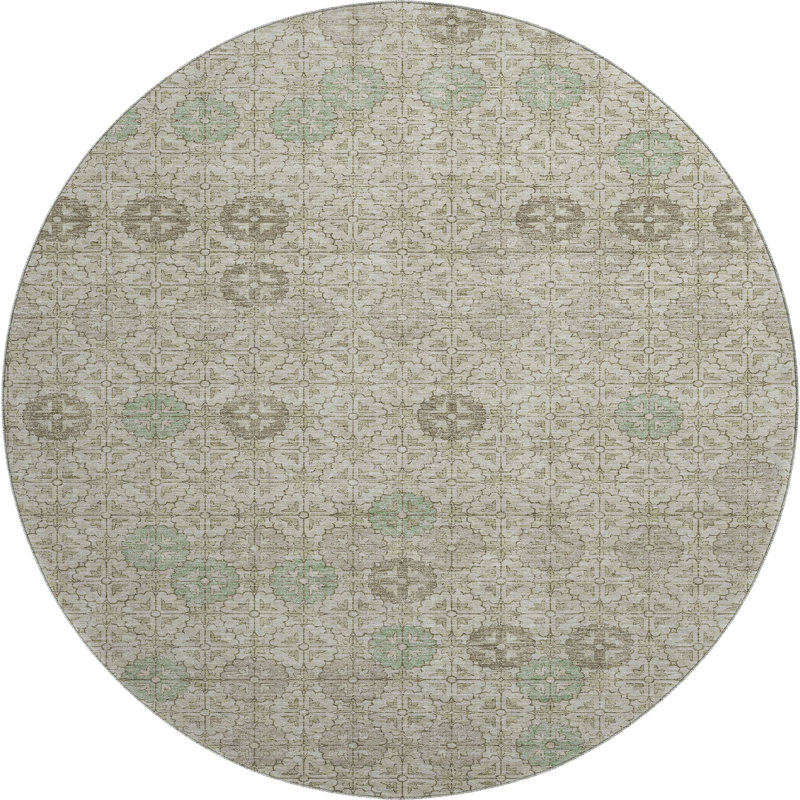 Premium Machine Washable Xamiera AMF1855 Geometric Rug, Round 8'