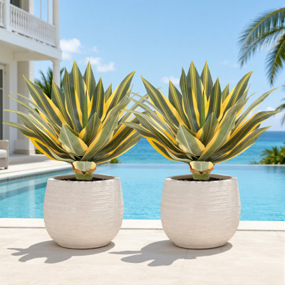 Agave artificielle de 26 po, plante d'agave artificielle protégée contre les rayons UV, plantes d'agave décoratives pour l'extérieur