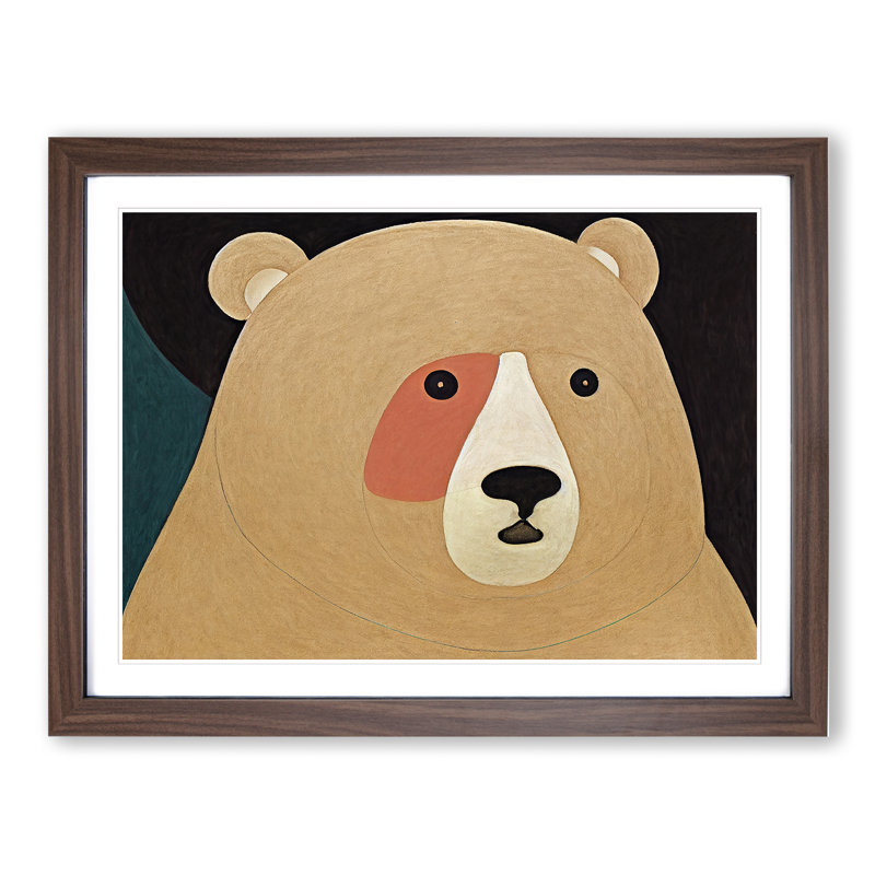 Abstract Teddy Bear - Framed Print, 25cm H x 34cm W x 2cm D, Walnut