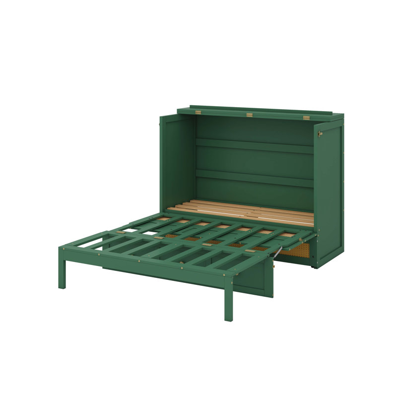Lit escamotable double avec tiroirs, Vert