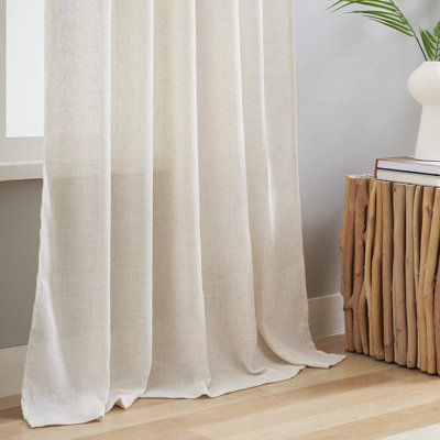 Ensemble de 2 panneaux de rideaux semi-transparents en lin naturel filtrant la lumière avec rideaux et rideaux élégants pour salon 52 po x 84 po, ensemble de 2 panneaux