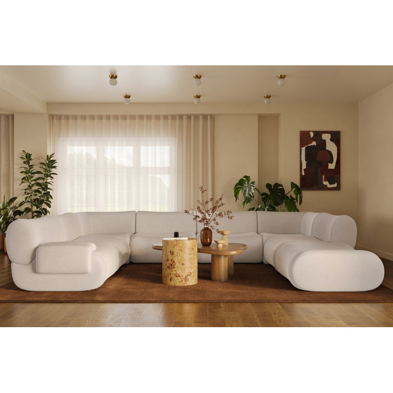 Canapé modulaire Zenith, Orienté à gauche (vu de face), Mélange de polyester crème