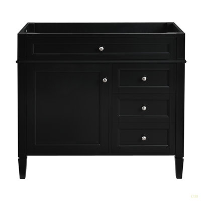 Meuble-lavabo de 36 po sans lavabo supérieur, armoire de rangement moderne avec 2 tiroirs et un tiroir basculant, structure en bois massif
