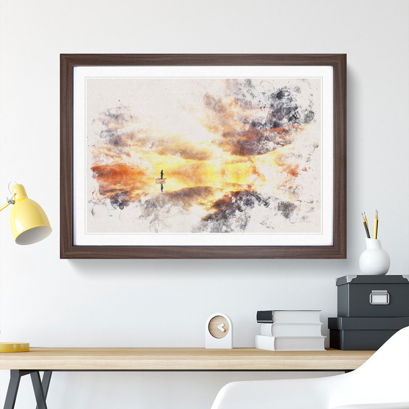 Fishing Boat - Picture Frame Painting Print, 36cm H x 48cm W x 2cm D, Walnut Framed
