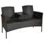 Causeuse d'extérieur en rotin avec table basse et coussins Jaylyn-334247612