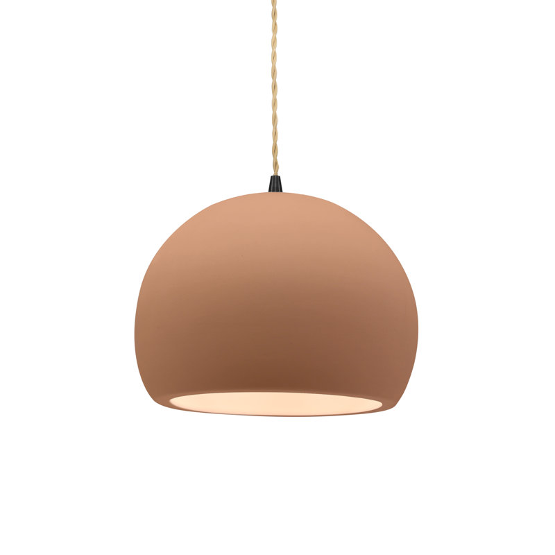 Luminaire suspendu à 1 lumière Aschwin, H 6 po x l 7 po x P 7 po, Adobe, Matte Black