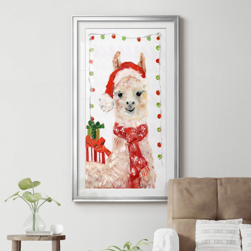 Holiday Llama I - cadre photo, Encadrement argenté, H 10,5 po x l 18,5 po x P 1,5 po