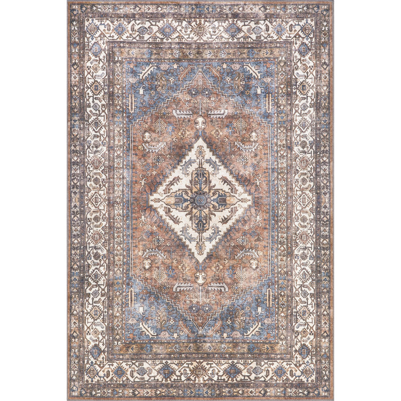 Tindra SpinClean Persian Medallion Machine Washable Area Rug, Rectangle 4' x 6'