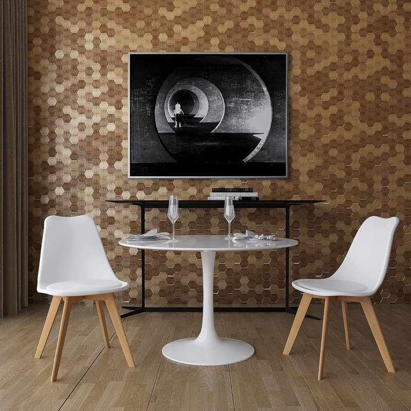 Ensemble de 4 chaises d'appoint Vitale, dossier incurvé ergonomique en plastique et siège rembourré, Blanc