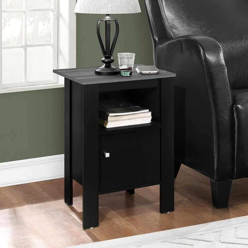 Table d'appoint avec table de chevet et lampe de chevet, Noir