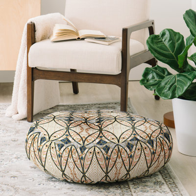 Coussin de plancher géométrique rond en mosaïque art déco marta barragan camarasa pattern