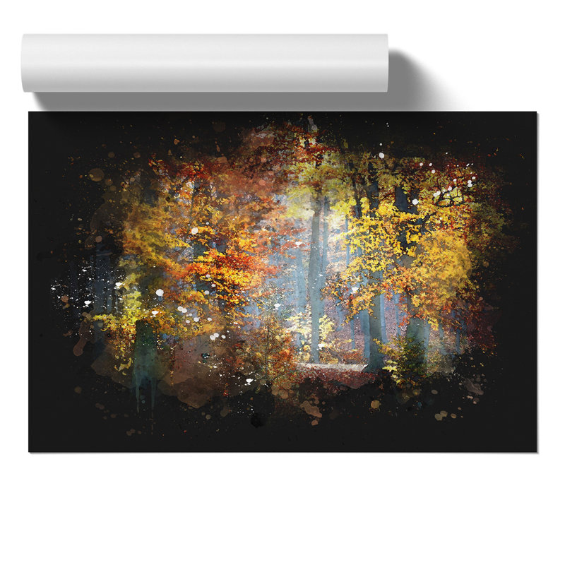 Autumn Forest Paint Splash - Frameless Print, 21cm H x 30cm W x 0.1cm D