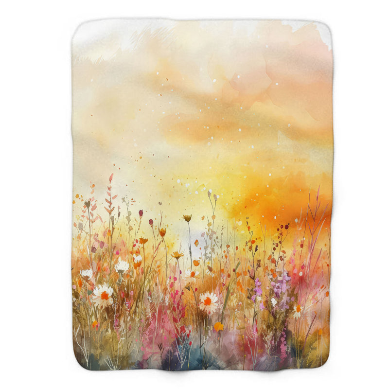 Warm Warm Glow Blossoms - jeté en sherpa de qualité supérieure 1 pièce, 60 po x 80 po