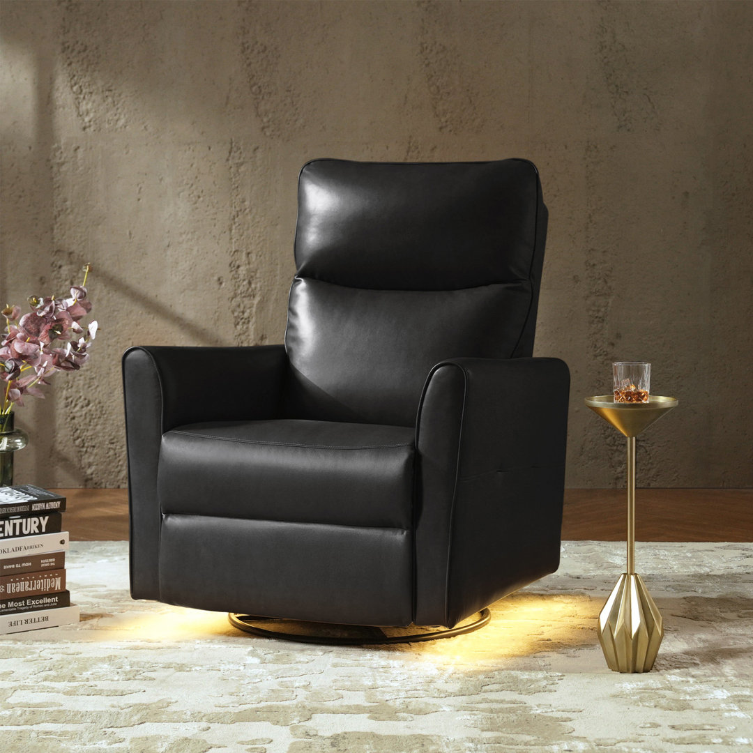 Tonisia Modern Faux Leather Dual Motor Power Swivel Recliner with Adjustable Power Headrest Hokku Designs Upholstery 