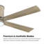 54 po Ventilateur de plafond encastré en rotin avec 5 pales-7752234-7752238