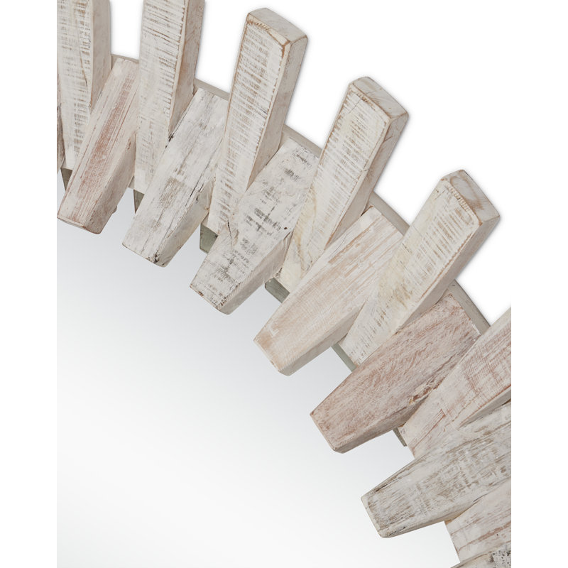 Diza Round Wall Mirror, Whitewash