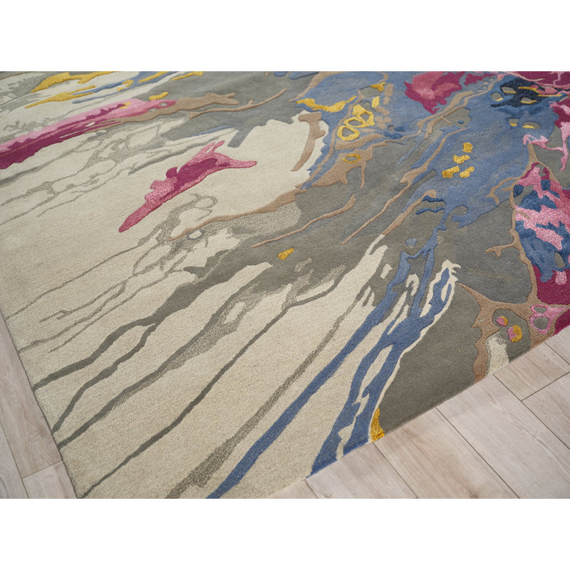 Solara hand-tufted New Zealand Wool Pink/Blue/Multi Area Rug