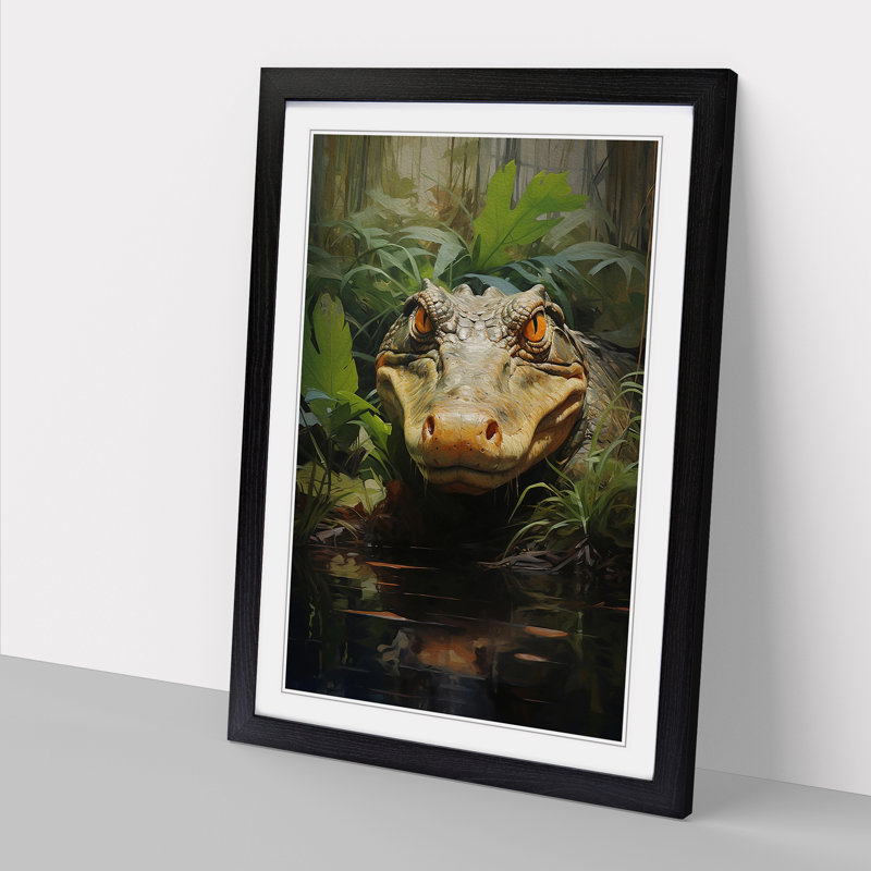 Alligator Contemporary - Framed Print, 46cm H x 34cm W x 2cm D, Black