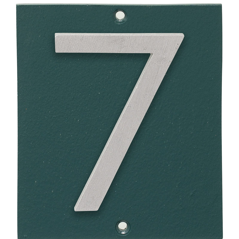 Plaque d’adresse murale sur 1 ligne flottante, Vert forêt, Aluminium brossé, Oui