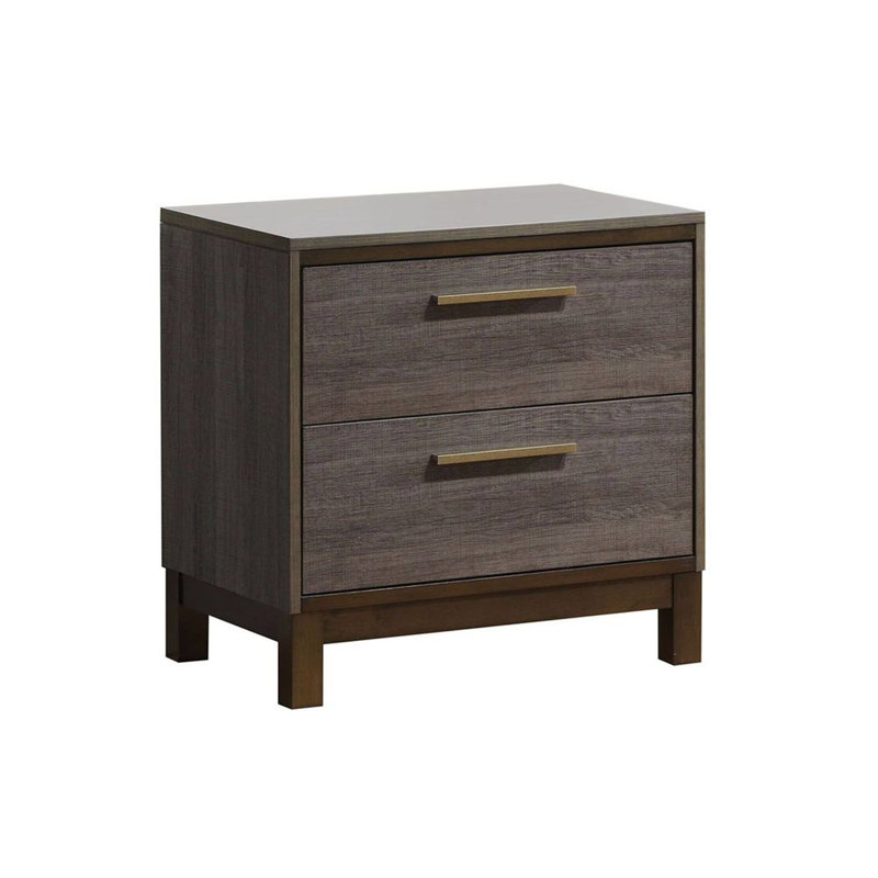 Table de chevet en bois, table de chevet de style contemporain avec 2 tiroirs