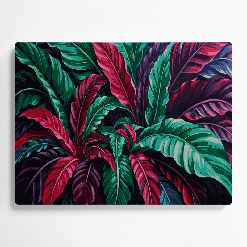 «Hawaiian Ti Plants», art mural en métal gris, H 12 po x l 18 po