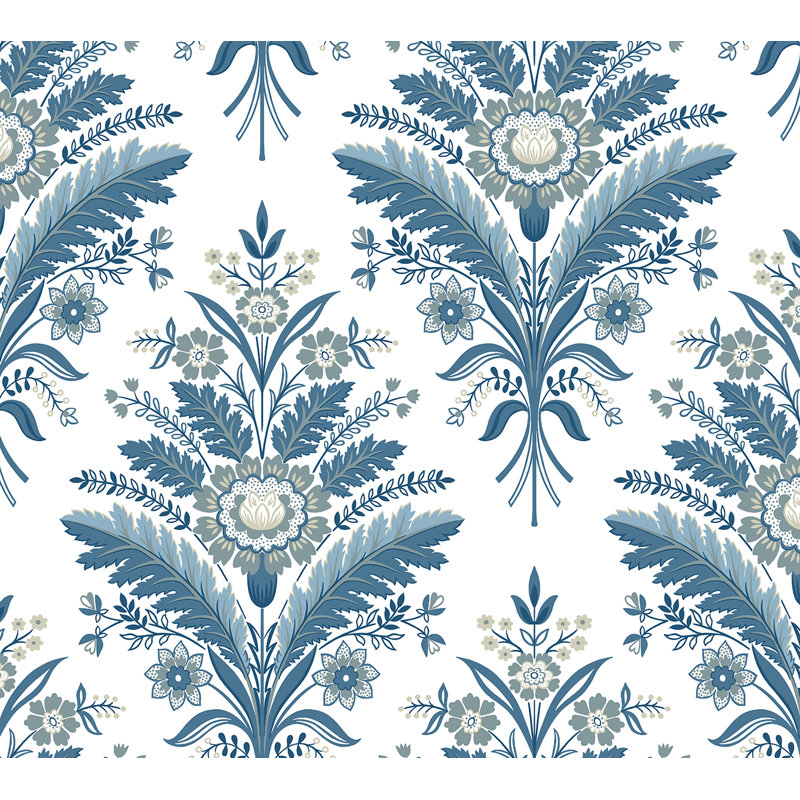 Rouleau floral Addisin, Bleu / Blanc / Gris