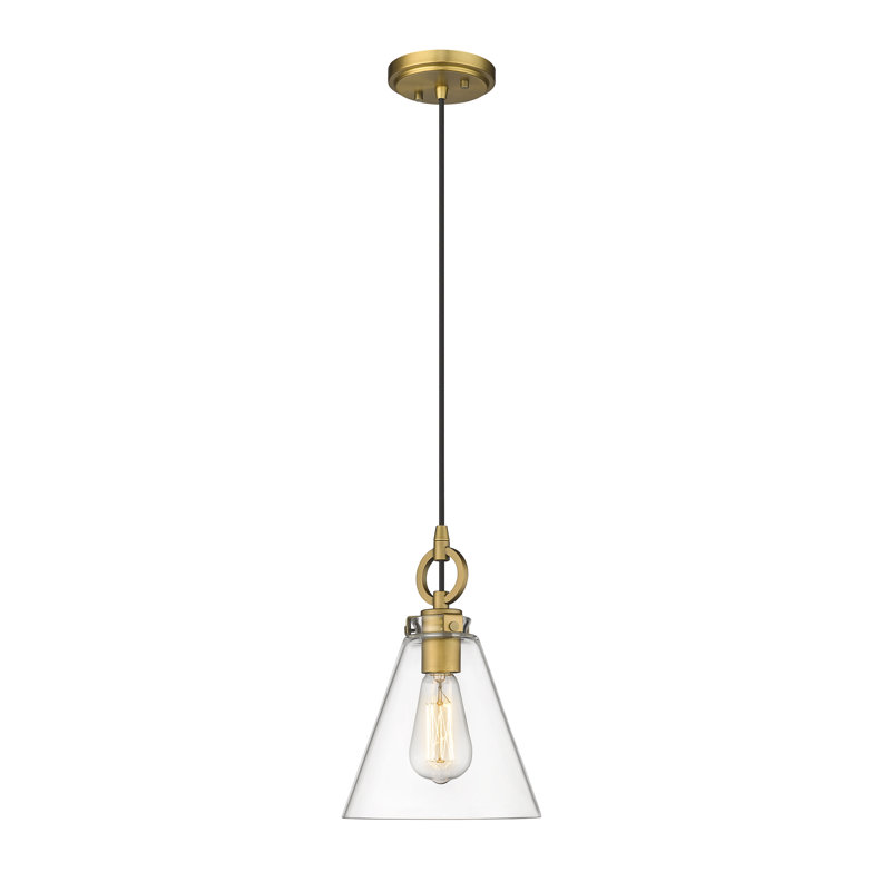 Luminaire suspendu 1 lumière Pays de Galles, Laiton frotté, H 121,5 po x l 8 po x P 8 po