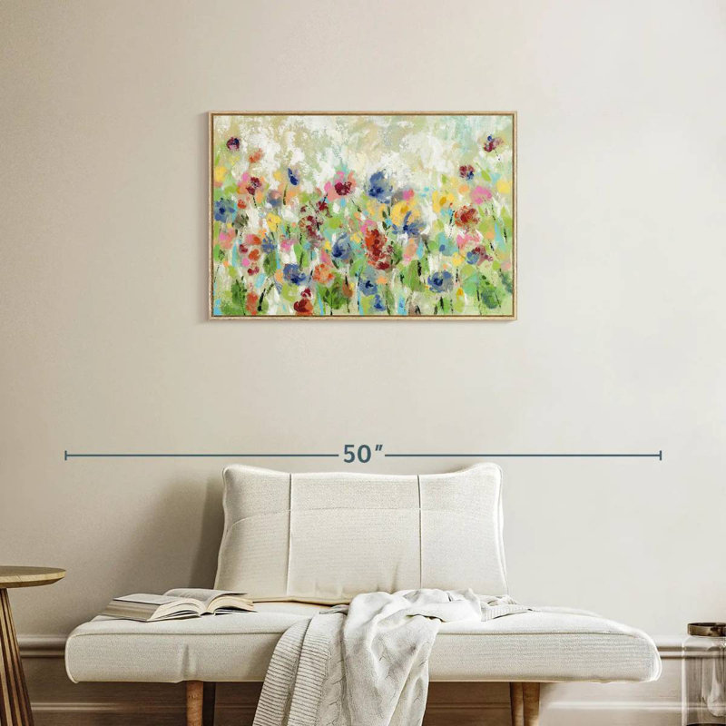Fleurs de printemps au printemps I, Cadre flottant en bois naturel, 31 po x 21 po