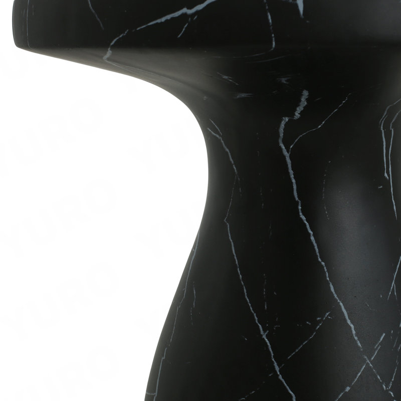 Table d'appoint d'extérieur en travertin MGO, table de bout en béton léger, effet marbre noir