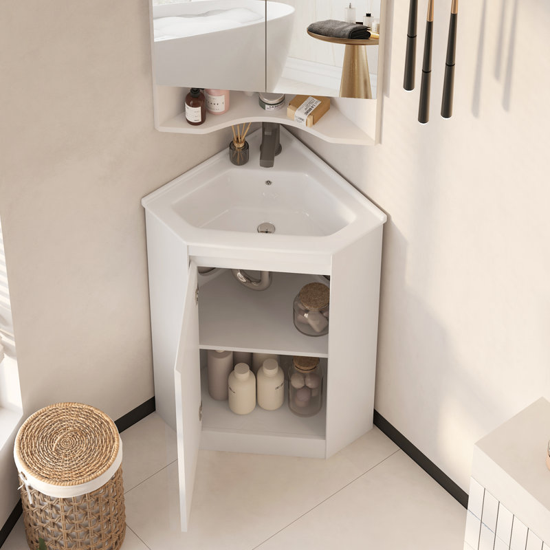 24'' Corner Single Bathroom Vanity Set With Sink Top