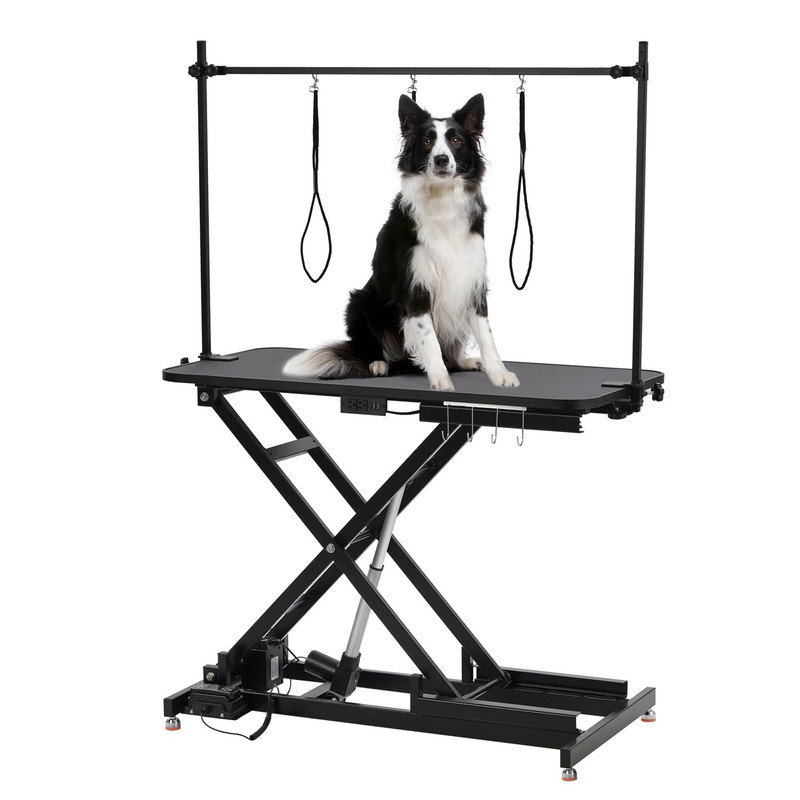 Electric Adjustable Dog Grooming Table, 9.4–39.4 in Height, 264 LBS Capacity, Foot Control & Tool Organizer, Matte Black