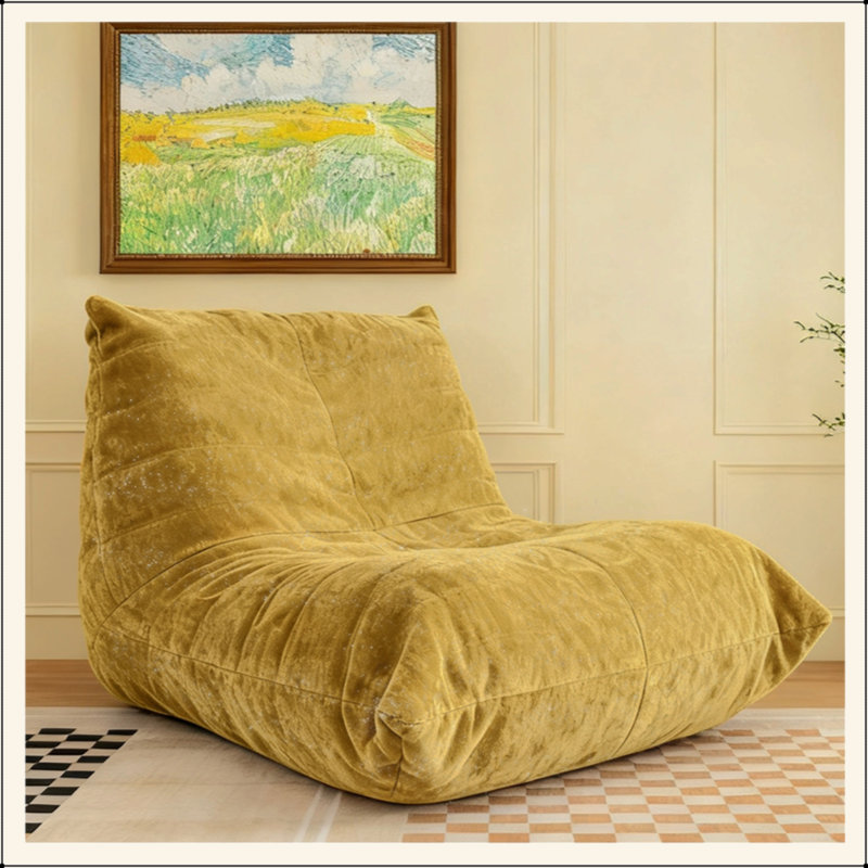 Ergonomic Bean Bag Chair With 5-Way Body Support, Yellow