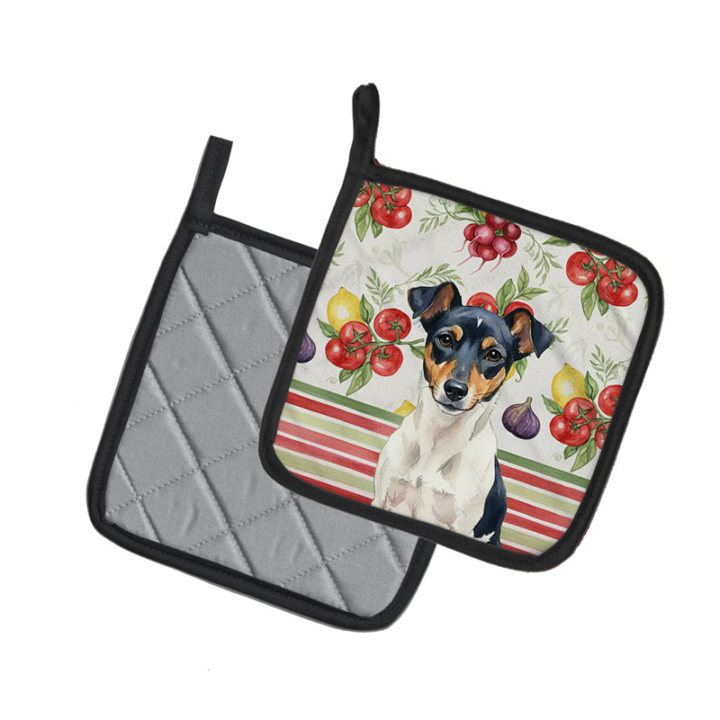 Paire de supports à casseroles tricolores Rat Terrier