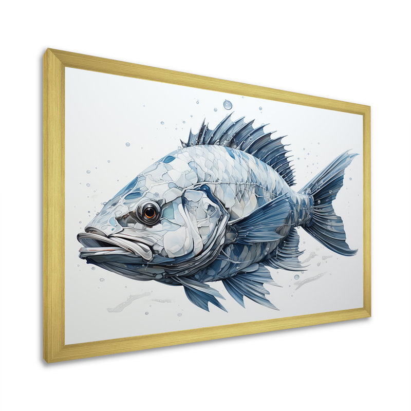 " Fish In The Deep Blue I ", Gold Single Picture Framed, 30" H x 40" W x 1.5" D
