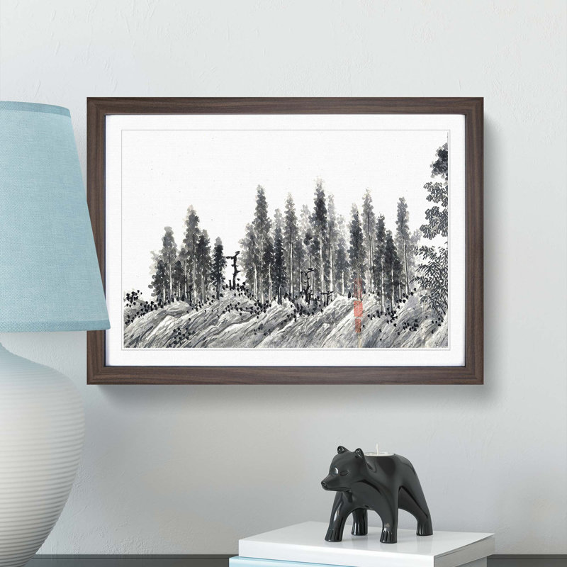 Landscape Vol.10 by Shen Zhou - Picture Frame Painting Print, 27cm H x 36cm W x 2cm D, Walnut Framed