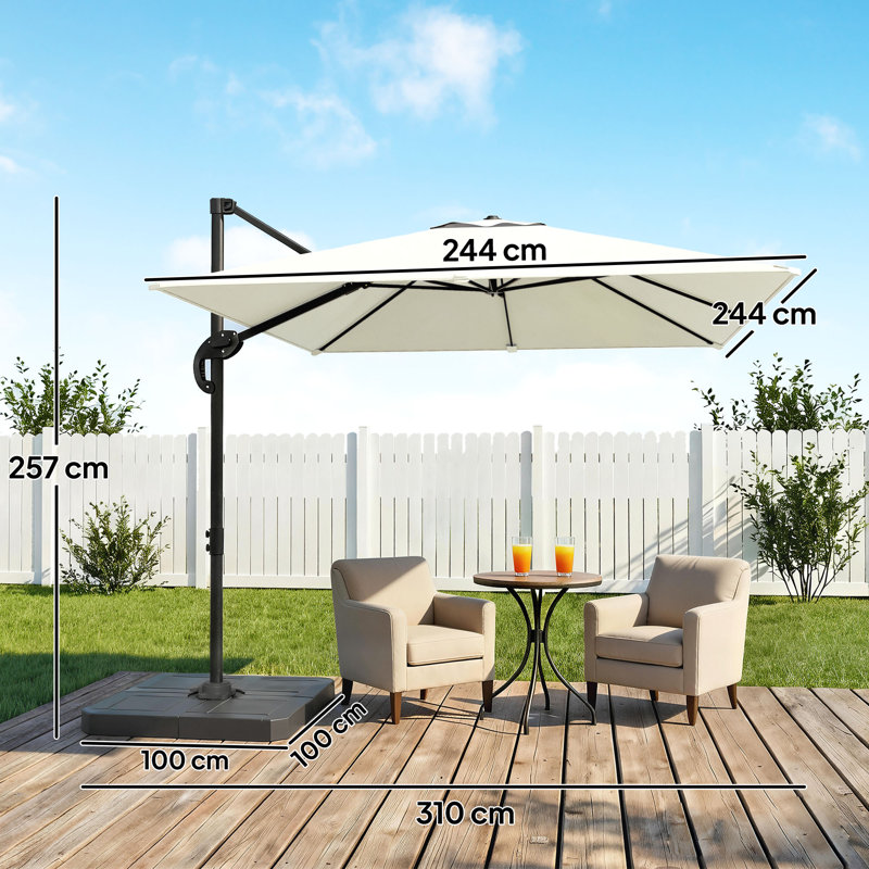 244cm Cantilever Parasol, White