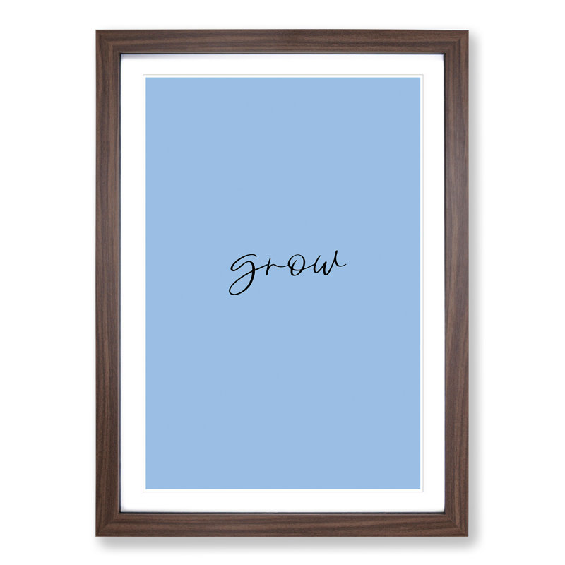 Grow - Picture Frame Typography, 90cm H x 65cm W x 2cm D, Walnut Framed
